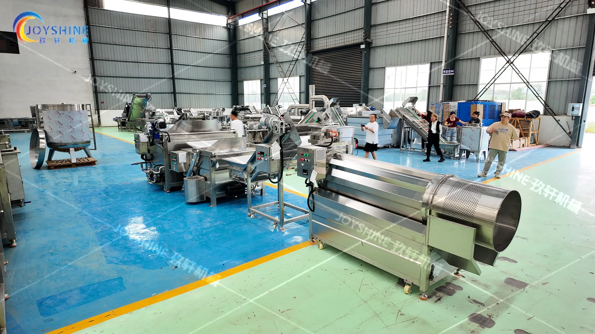 Frying line equipment assembled in the workshop before delivery
