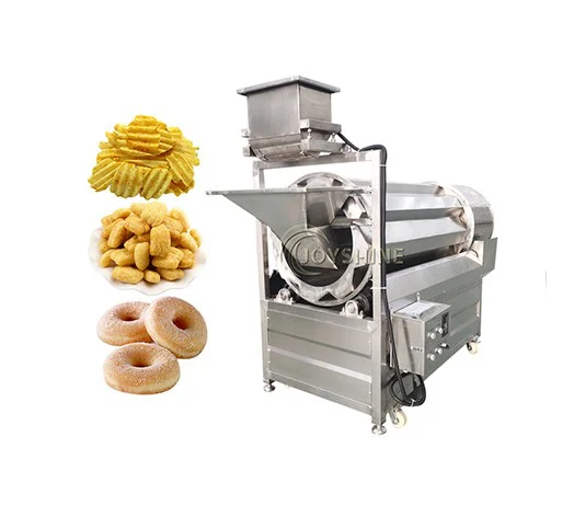 Automatic drum seasoning machine for chips and fried snacks