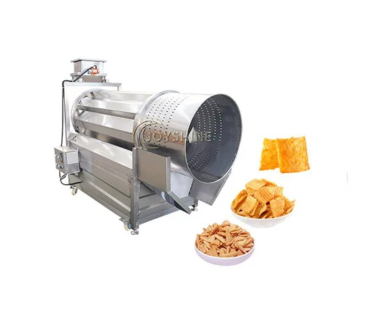Outlet view of a stainless steel seasoning drum