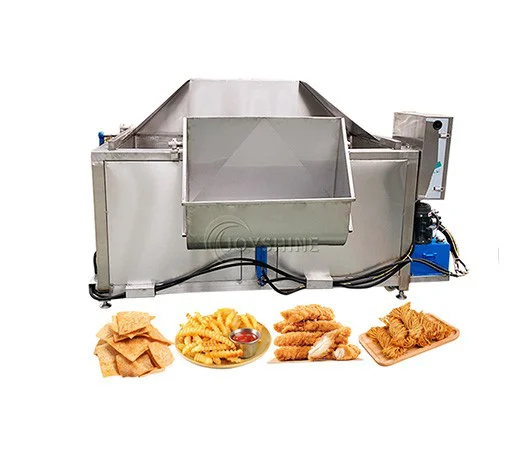 Industrial batch fryer for nuts snacks and prepared foods