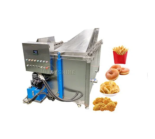 Batch fryer with control panel and hydraulic lifting system