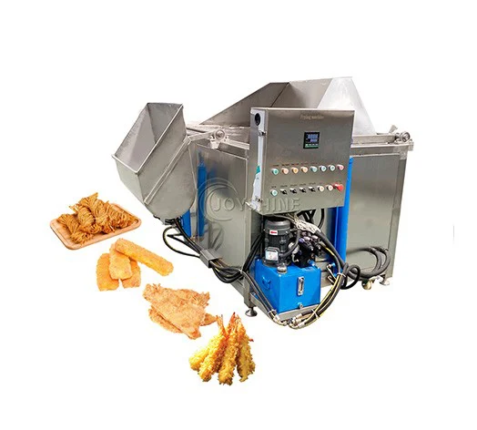 Rear view of an industrial batch frying machine