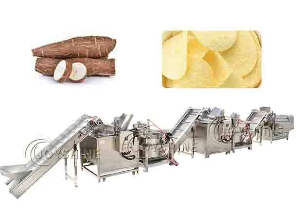 Industrial cassava chips frying line with feeding and frying equipment