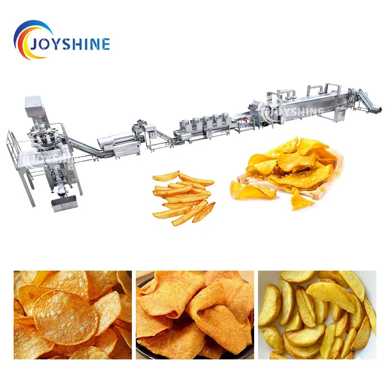 Flexible continuous frying line for chips snacks and prepared foods